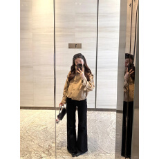 批发美式复古黑色低腰微喇牛仔裤女秋<b class='q'>冬</b>修身不贴腿喇叭长裤子