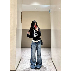批发美式复古低腰设计感高个子牛仔<b class='q'>裤</b>女春季2026高级感洋气慵懒风长<b class='q'>裤</b>