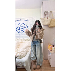 批发低腰阔腿牛仔<b class='q'>裤</b>女春季新款<b class='q'>大码</b>美式个性街头风潮流刺绣水洗拖地<b class='q'>裤</b>