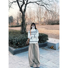 卡其色直筒牛仔裤女春季新款高个子百搭宽松显瘦慵懒垂感阔腿裤子