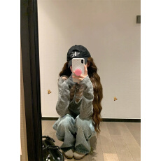 重磅水洗设计感烫钻牛仔裤女2026春季高腰宽松显瘦直筒拖地长裤子