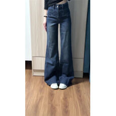 批发复古蓝弹力微喇牛仔<b class='q'>裤</b>女2026新款春<b class='q'>夏季</b>慵懒松弛感高腰百搭拖地<b class='q'>裤</b>