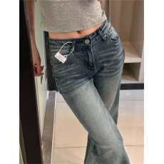 韩系天蓝色百搭微喇裤宽松阔腿弹力显瘦复古喇叭牛仔