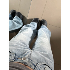 批发美式复古浅蓝色阔腿<b class='q'>牛仔裤</b>夏季2026新款高腰宽松直筒梧桐长裤子