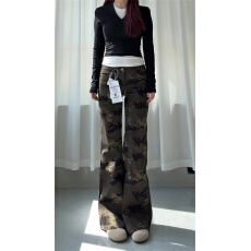 微喇牛仔裤女夏季美式迷彩低腰复古显瘦垂感不贴腿马蹄裤拖地长裤
