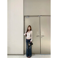 批发美式复古微喇牛仔<b class='q'>裤</b>女夏季2026新款低腰<b class='q'>修身</b>不贴腿马蹄喇叭长<b class='q'>裤</b>子