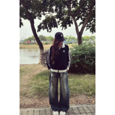 微胖mm休闲高级感显瘦微喇牛仔裤女夏季式vibe风高腰设计感直筒裤