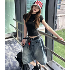 批发2026夏季新款小个子美式<b class='q'>牛仔</b>五分<b class='q'>短裤</b><b class='q'>女</b>bf慵懒风宽松显瘦窄版中裤