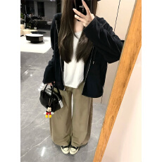 批发微胖mm复古高腰设计感显瘦<b class='q'>牛仔裤</b>女夏季款宽松休闲水洗垂感阔腿裤