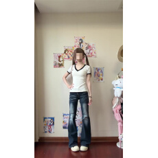 批发美式低腰辣妹微喇<b class='q'>牛仔裤</b>夏季2026新款修身显瘦马蹄喇叭裤子