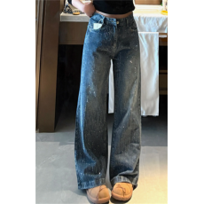 批发满天星烫钻<b class='q'>牛仔裤</b>女夏季新款高级感宽松显瘦长裤轻奢风爆闪拖地裤