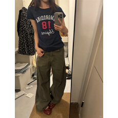 批发微胖mm咖色美式高街复古牛仔裤<b class='q'>男</b>女同款夏季高腰宽松垂感阔腿<b class='q'>裤子</b>