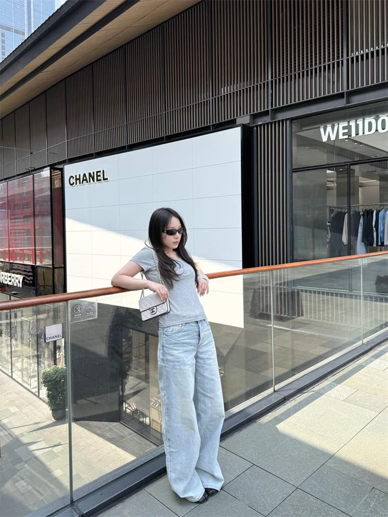 아메리칸 레트로 청바지 여성 여름 마 오래된 워싱 주름 디자인 센스 바닥 청소 바지 루즈핏 슬림해 보이는 와이드 레그 팬츠 트렌디