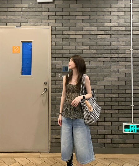 스트레이트 데님 7부 바지 여성 여름 새로운 아메리칸 워싱 대나무 마디 캐주얼 바지 지방 mm 슬림해 보이는 루즈핏 반바지