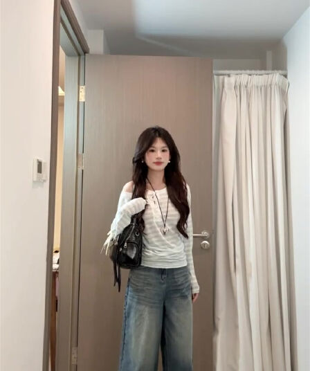 아메리칸 레트로 워싱 7 점 청바지 여성 여름 2026 새로운 하이웨이스트 루즈핏 넓은 다리 6 점 바지 반바지