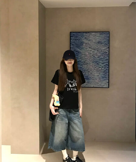 캐주얼 디자인 센스 다용도 7 점 청바지 여성 여름 새로운 레트로 워싱 고급 센스 루즈핏 스트레이트 바지