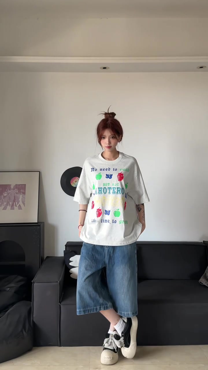 아메리칸 레트로 워싱 7 점 청바지 여성 여름 2026 새로운 루즈핏 넓은 다리 6 점 바지 8 점 반바지