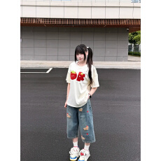 批发复古小狗七分<b class='q'>牛仔裤</b><b class='q'>女</b>2026夏季新款卡通多巴胺宽松刺绣直筒裤薄款