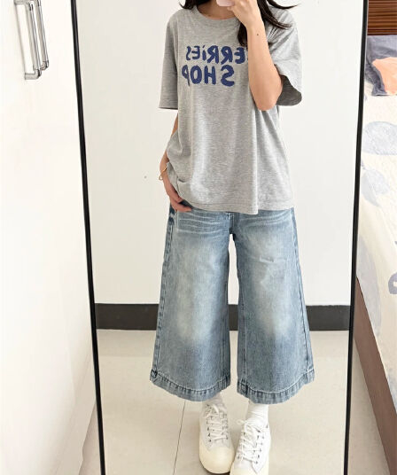 아메리칸 핫걸 거리 바람 7 점 청바지 여성 2026 년 여름 새로운 루즈핏 슬림해 보이는 다용도 스트레이트 바지