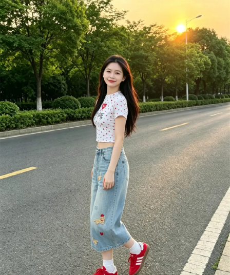 아메리칸 재미있는 강아지 자수 7 점 청바지 여성 여름 2026 새로운 무릎 아래 바지 넓은 다리 6 점 반바지