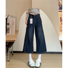 批发美式复古刺绣七分<b class='q'>牛仔</b>裤女夏季八分中裤宽松直筒阔腿过膝六分<b class='q'>短裤</b>