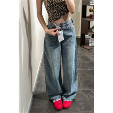 美式复古刺绣弯刀牛仔裤女夏季2026新款高腰宽松直筒阔腿镰刀裤子