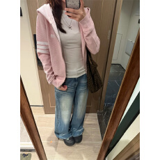 批发<b class='q'>大码</b>复古卡其色阔腿牛仔裤女秋季高个子加长版韩系时尚百搭拖地裤