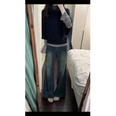 批发美式水洗蓝色梨形身材巨好看<b class='q'>牛仔裤</b>女2026秋季新款显瘦拖地阔腿裤