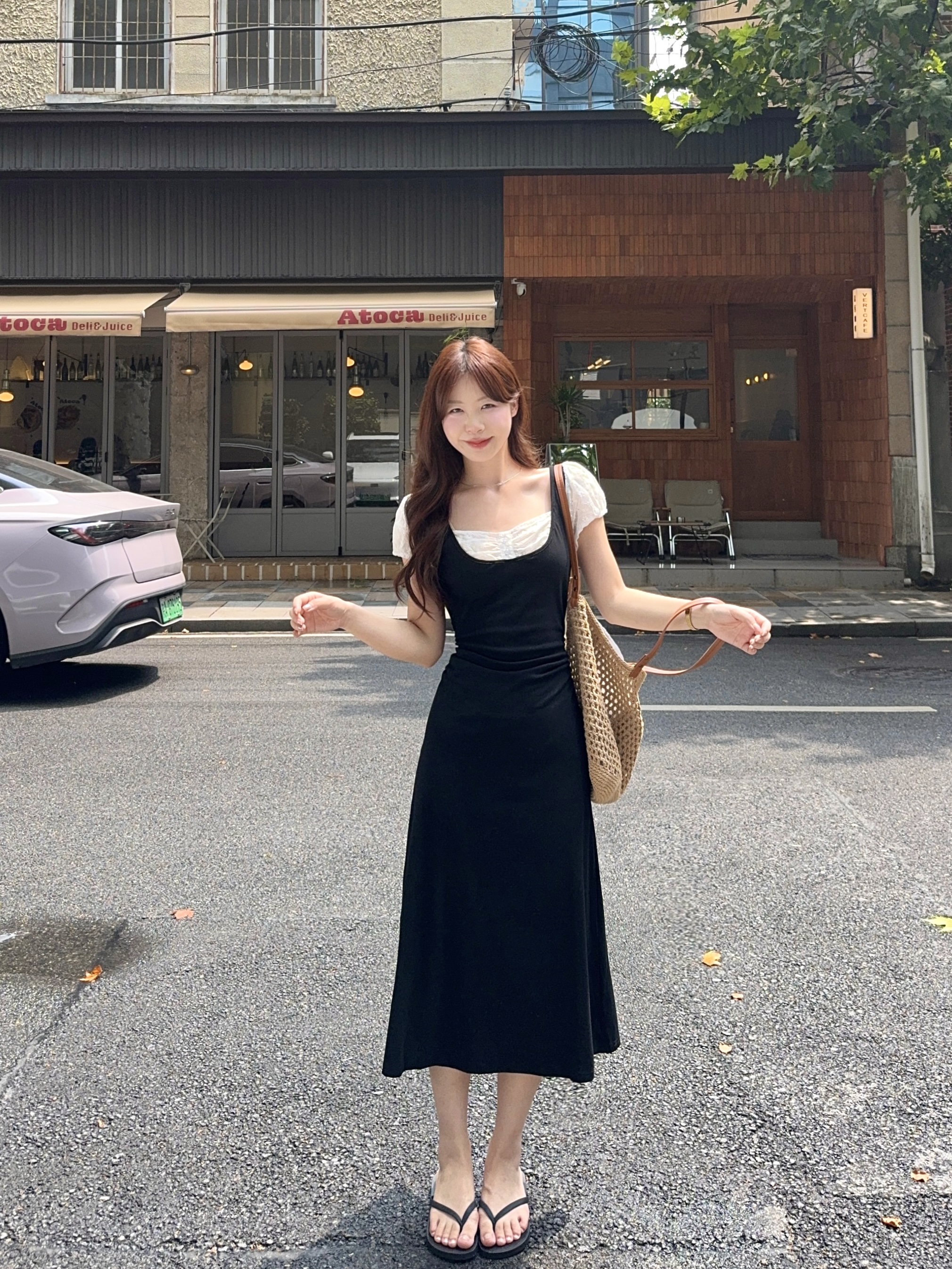 실사 정가 페이크 레이어드 패치워크 여성 드레스 새로운 여름 디자인 센스 작은 대중 허리 수축 슬림해 보이는 치마