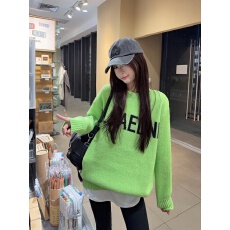 批发实拍实拍毛衣女新款秋冬宽松慵懒风字母针织外套打底衫打底裤