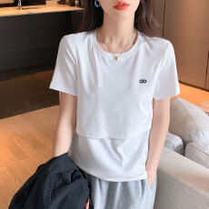 批发实拍 哺乳纯棉T恤<b class='q'>夏</b>季百搭亲肤显瘦喂奶上衣月子服