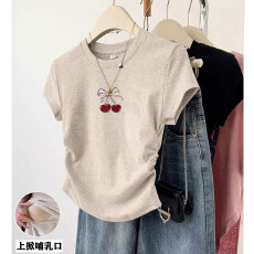 批发<b class='q'>夏</b>季哺乳纯棉T恤产后短袖百搭遮肚喂奶上衣月子期服