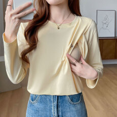 批发实拍 秋<b class='q'>冬</b>哺乳长袖纯棉T恤产后辣妈时尚宽松显瘦喂奶打底上衣月子