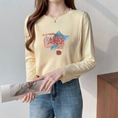 批发实拍 早春哺乳纯棉宽松长袖T恤产后辣妈是阿红喂奶打底上衣