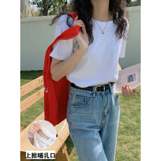 批发<b class='q'>夏</b>哺乳纯棉亲肤短袖T恤产后百搭纯色显瘦喂奶上衣打底T恤