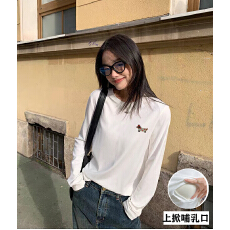 批发秋冬新款哺乳T恤产后月子期亲肤绣花腊肠狗喂奶上衣打底针织衫