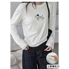 批发哺乳衣秋冬哺乳纯棉T恤月子期百搭显瘦长袖喂奶小狗打底上衣