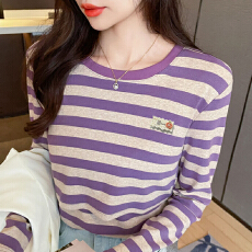 批发实拍 秋冬<b class='q'>哺乳</b><b class='q'>纯棉</b>长袖T恤产后月子期显瘦喂奶条纹显瘦打底<b class='q'>上衣</b>