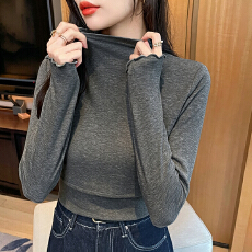 批发实拍 <b class='q'>哺乳</b><b class='q'>衣</b>秋冬纯棉T恤月子期百搭显瘦半高领长袖喂奶打底<b class='q'>上衣</b>