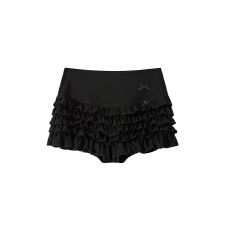 批发【少女圆舞曲】蝴蝶结黑色半身<b class='q'>裙</b>女夏芭蕾风高腰木耳边蓬蓬蛋糕<b class='q'>裙</b>