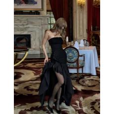 批发午夜魅影高级轻<b class='q'>礼服</b>抹胸连衣裙侧开衩木耳边收腰包臀裙