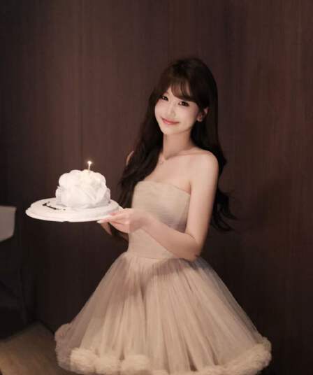 프랑스식 튜브탑 드레스 명문 여성 고급 센스 party 생일 작은 행사 치마 무거운 작업 망사 공주 퍼프 미니 스커트