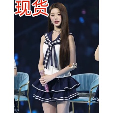 批发张元英同款撞色海军领午休衬衫蓬蓬短半裙水手服套装舞台<b class='q'>演出服</b>