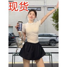 批发日甜茶芭蕾风学院风花苞裙假两件松紧腰半身<b class='q'>裙裤</b>蕾丝拼接T恤套装