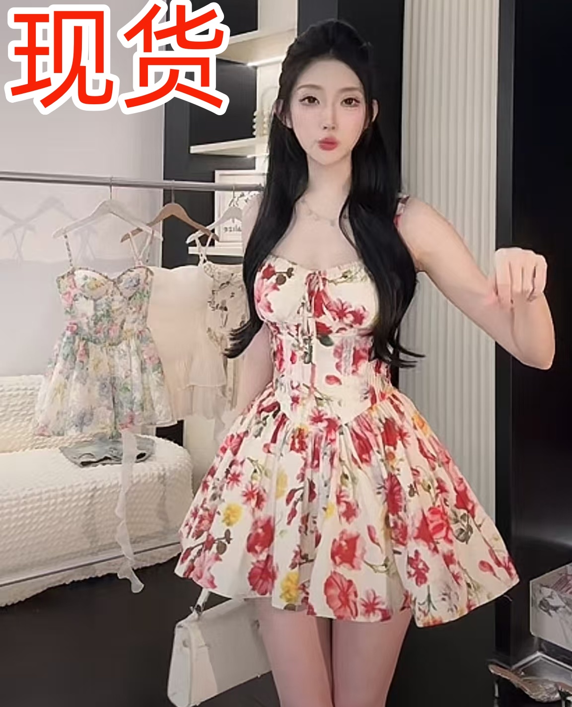 나 벤 아름 답 고 요염하다 프랑스식 순수한 욕망 바람 꽃무늬 튜브탑 슬립 펀 센스 여자 드레스