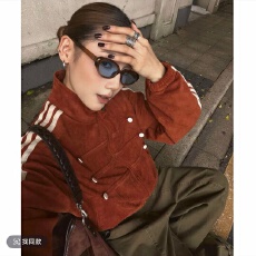 批发杨九七-美式复古拿破仑三条杠立领<b class='q'>夹克</b>外套女