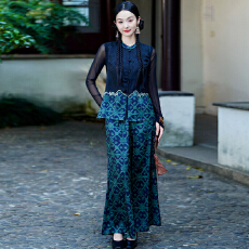 批发实拍春<b class='q'>夏</b>新中式国风刺绣拼接马甲坎肩立领短款无袖休闲外套