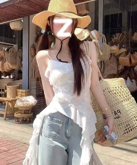 불규칙 슬립 드레스 조끼 여성 작은 키 외출용 여름 2026 새로운 스택 착용 화이트 레이스 레이스 맨위