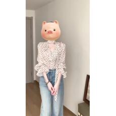 批发独特漂亮波点荷叶边长袖<b class='q'>衬衫</b>女2025春秋季新款小个子绝美气质上衣