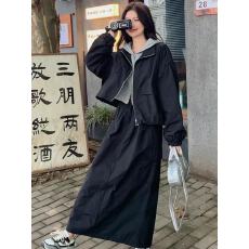 批发韩系ootd穿搭高级感工装冲锋衣<b class='q'>套装</b>裙女秋季新款休闲半身裙两件套